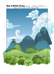 Size: 2099x2857 | Tagged: safe, artist:joieart, double rainboom, background, cloud, high res, hill, mountain, mountain range, no pony, scenery, tree