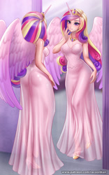 Size: 800x1279 | Tagged: safe, artist:racoonsan, princess cadance, human, adorasexy, alicorn humanization, ass, beautisexy, breasts, busty princess cadance, butt, clothes, crown, curvy, cute, cutedance, dress, female, horn, horned humanization, humanized, jewelry, lovebutt, mirror, reflection, regalia, see-through, sexy, solo, spread wings, stupid sexy princess cadance, winged humanization, wings