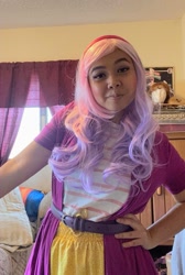 Size: 897x1335 | Tagged: safe, artist:aqoursplay, sweetie belle, human, equestria girls, g4, clothes, cosplay, costume, hand on hip, irl, irl human, photo, solo