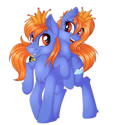 Size: 5000x5000 | Tagged: safe, artist:julunis14, oc, oc only, oc:prince baltic, oc:princess pomerania, earth pony, pony, 2022 community collab, derpibooru community collaboration, brother and sister, chest fluff, crown, ear fluff, female, jewelry, male, poland, regalia, royalty, siblings, simple background, size difference, transparent background, tribrony, twins