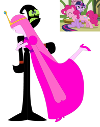 Size: 1784x2276 | Tagged: safe, artist:nathaniel718, pinkie pie, twilight sparkle, g4, too many pinkie pies, adventure time, barely pony related, cartoon network, crossover, female, hug, male, mare, nergal, nergal and princess bubblegum, princess bubblegum, the grim adventures of billy and mandy
