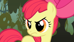 Size: 1920x1080 | Tagged: safe, screencap, apple bloom, earth pony, pony, bridle gossip, g4, season 1, 1080p, adorabloom, angry, apple bloom's bow, bow, cute, cute when angry, frown, hair bow, looking at something, madorable, solo, this will end in pain