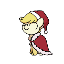 Size: 800x800 | Tagged: safe, artist:sugar morning, part of a set, oc, oc only, oc:exist, griffequus, animated, bell, cape, christmas, clothes, commission, cute, gif, hat, holiday, jingle bells, paws, santa hat, simple background, solo, transparent background, ych result