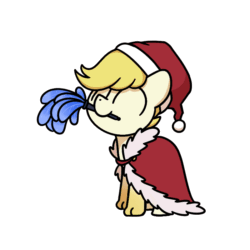 Size: 800x800 | Tagged: safe, artist:sugar morning, part of a set, oc, oc only, oc:exist, griffequus, animated, cape, christmas, clothes, commission, cute, duster, gif, hat, holiday, paws, santa hat, simple background, solo, transparent background, ych result