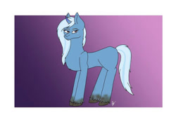 Size: 640x445 | Tagged: safe, artist:lisagray14, trixie, pony, unicorn, g4, alternate universe, curved horn, dirty, horn, looking at you, solo