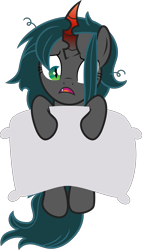 Size: 3043x5340 | Tagged: safe, artist:shootingstarsentry, oc, oc:nightshade (digimonlover101), changepony, hybrid, absurd resolution, female, interspecies offspring, offspring, parent:king sombra, parent:queen chrysalis, parents:chrysombra, pillow, simple background, solo, transparent background, vector
