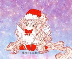 Size: 2404x1978 | Tagged: safe, artist:krissstudios, oc, pegasus, pony, christmas, chubbie, female, hat, holiday, mare, santa hat, solo