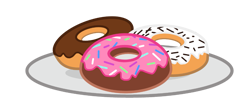 Size: 1045x460 | Tagged: safe, artist:pizzamovies, g4, barely pony related, chocolate, donut, food, frosting, no pony, plate, show accurate, simple background, sprinkles, transparent background