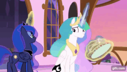 Size: 640x360 | Tagged: safe, screencap, princess celestia, princess luna, alicorn, pony, a royal problem, g4, season 7, animated, concave belly, crown, eating, eyes closed, female, food, gif, gifs.com, herbivore, jewelry, magic, mare, open mouth, pancakes, regalia, royal sisters, siblings, sisters, slender, swallowing, swapped cutie marks, telekinesis, thin, throat bulge