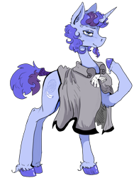 Size: 1716x2268 | Tagged: safe, artist:paskanaakka, derpibooru exclusive, oc, oc only, oc:midnight dew, pony, unicorn, 2022 community collab, derpibooru community collaboration, colored hooves, ear fluff, facial hair, female, goatee, horn, male, mare, pony oc, raised hoof, rule 63, simple background, solo, stallion, tail, tail wrap, transparent background, unicorn oc, unshorn fetlocks