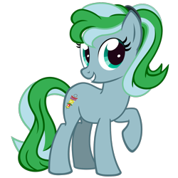 Size: 1406x1406 | Tagged: safe, artist:the smiling pony, oc, oc only, oc:skewer delight, earth pony, pony, 2022 community collab, derpibooru community collaboration, g4, .svg available, earth pony oc, female, full body, grin, hair tie, mare, ponytail, raised hoof, show accurate, simple background, smiling, solo, standing, svg, tail, teal eyes, transparent background, two toned mane, two toned tail, vector