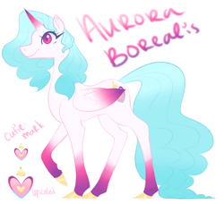 Size: 800x728 | Tagged: safe, artist:wolfyfree, oc, oc only, oc:aurora borealis, alicorn, pony, alicorn oc, eyelashes, female, horn, mare, raised hoof, reference sheet, simple background, smiling, solo, white background, wings