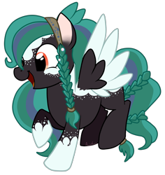 Size: 2151x2279 | Tagged: safe, artist:khimi-chan, oc, oc only, pegasus, pony, braid, coat markings, colored wings, eyelashes, female, flying, high res, mare, pegasus oc, simple background, smiling, socks (coat markings), solo, transparent background, two toned wings, wings