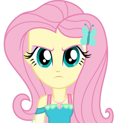 Size: 807x860 | Tagged: safe, artist:edy_january, edit, vector edit, fluttershy, equestria girls, g4, my little pony equestria girls: better together, angry, cute, eyeshadow, female, frown, geode of fauna, gopnik, hardbass, madorable, magical geodes, makeup, simple background, slav, solo, song, transparent background, uamee, vector
