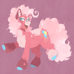 Size: 1280x1280 | Tagged: safe, artist:wanderingpegasus, pinkie pie, earth pony, pony, g3, g4, alternate design, chest fluff, colored hooves, heart, leg fluff, markings, solo