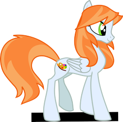 Size: 3118x3109 | Tagged: safe, artist:agdistis, oc, oc only, oc:ginger peach, pegasus, pony, drawthread, female, green eyes, high res, mare, orange hair, pegasus oc, side view, simple background, smiling, solo, transparent background, wings