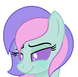 Size: 654x648 | Tagged: artist needed, safe, oc, oc only, oc:blissy, pony, disguise, disguised changeling, simple background, smiling, smirk, solo, transparent background