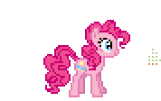 Size: 178x112 | Tagged: safe, artist:deathpwny, pinkie pie, earth pony, pony, g4, animated, cupcake, desktop ponies, eating, food, gif, pixel art, simple background, solo, sprite, transparent background