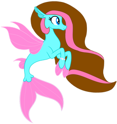 Size: 1024x1080 | Tagged: safe, artist:ceallen956, oc, oc only, seapony (g4), blue eyes, dorsal fin, female, fin wings, fins, fish tail, flowing mane, flowing tail, pink tail, pink wings, simple background, smiling, solo, tail, transparent background, wings
