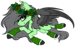 Size: 3142x1945 | Tagged: safe, artist:beamybutt, oc, oc only, pegasus, pony, ear fluff, eyelashes, female, floral head wreath, flower, mare, pegasus oc, simple background, solo, transparent background