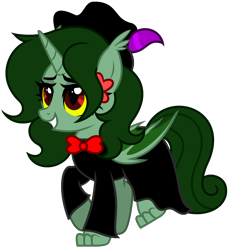 Size: 1944x2096 | Tagged: safe, artist:diamond chi, oc, oc only, oc:denalia, bat pony, goblin, pony, 2022 community collab, derpibooru community collaboration, bat pony oc, female, simple background, solo, transparent background