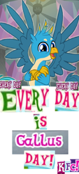 Size: 546x1210 | Tagged: safe, editor:horsesplease, gallus, griffon, g4, best pony, brony, caption, expand dong, exploitable meme, gallus the rooster, gallusposting, image macro, insanity, kfc, meme, obsession, that griffon sure does love kfc