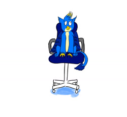 Size: 1024x952 | Tagged: safe, artist:horsesplease, gallus, g4, chair, derp, doodle, gallus the rooster, gallusposting, office chair, solo, spinning, stupid