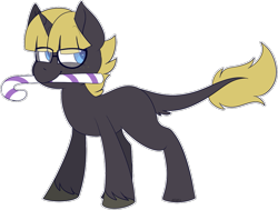 Size: 1009x761 | Tagged: safe, artist:jetjetj, oc, oc only, oc:dreamer, pony, candy, candy cane, food, glasses, male, mouth hold, simple background, solo, stallion, transparent background