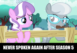 Size: 1366x950 | Tagged: safe, edit, screencap, diamond tiara, silver spoon, earth pony, pony, crusaders of the lost mark, g4, season 5, female, impact font, text