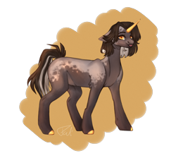 Size: 3636x3259 | Tagged: safe, artist:pokaparida, oc, oc only, oc:aurora, pony, unicorn, :p, abstract background, appaloosa, coat markings, colored hooves, female, gold hooves, golden horn, high res, hooves, mare, simple background, solo, tongue out, transparent background, two toned mane