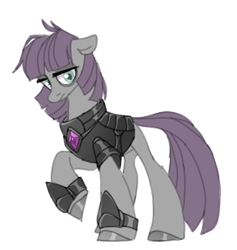 Size: 282x297 | Tagged: safe, artist:hoorncorn, maud pie, earth pony, pony, g4, armor, female, raised hoof, simple background, solo, white background