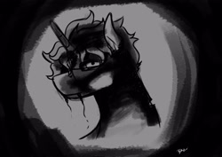 Size: 3508x2480 | Tagged: safe, artist:hrabiadeblacksky, oc, oc only, oc:hrabia de black sky, alicorn, pony, black, blood, carbonite, dark, high res, looking at you, male, sad, shadow, solo, stallion