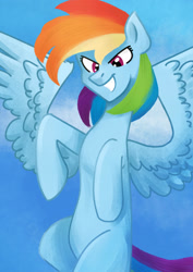 Size: 1280x1811 | Tagged: safe, artist:efimza, rainbow dash, pony, g4, female, grin, smiling, solo, spread wings, wings