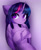 Size: 1208x1461 | Tagged: safe, artist:shavurrr, twilight sparkle, alicorn, pony, crossed hooves, eye clipping through hair, eyebrows, eyebrows visible through hair, female, looking at you, mare, purple background, simple background, solo, twilight sparkle (alicorn)