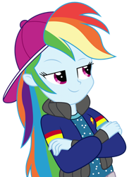 Size: 2094x2863 | Tagged: safe, artist:darkoverlords, rainbow dash, equestria girls, g4, crossed arms, high res, rapper dash, simple background, solo, transparent background, vector