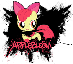Size: 1920x1680 | Tagged: safe, artist:mirai-digi, artist:redpandapony, apple bloom, earth pony, pony, g4, female, filly, graffiti, simple background, solo, transparent background