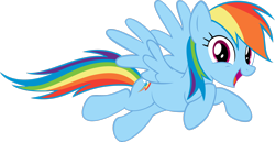 Size: 3408x1759 | Tagged: safe, artist:darkoverlords, rainbow dash, pegasus, pony, pinkie pride, season 4, female, flying, high res, mare, open mouth, simple background, smiling, solo, transparent background, vector