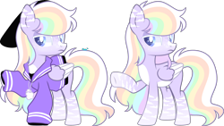 Size: 3820x2148 | Tagged: safe, artist:kurosawakuro, artist:mint-light, oc, pegasus, pony, base used, clothes, colored wings, female, high res, hoodie, mare, parents:glimmerdash, simple background, solo, transparent background, two toned wings, wings