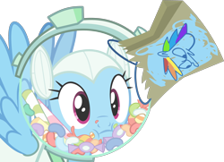 Size: 3404x2467 | Tagged: safe, artist:frownfactory, rainbow dash, pegasus, pony, g4, scare master, candy, clothes, costume, female, food, high res, mare, simple background, solo, space helmet, transparent background, vector, wings