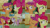 Size: 1280x720 | Tagged: safe, edit, edited screencap, editor:quoterific, screencap, apple bloom, scootaloo, sweetie belle, earth pony, pegasus, pony, unicorn, g4, growing up is hard to do, my little pony: friendship is magic, season 9, apple bloom's bow, bag, bow, clubhouse, crusaders clubhouse, cutie mark crusaders, eyes closed, female, filly, hair bow, open mouth, open smile, saddle bag, shrunken pupils, smiling