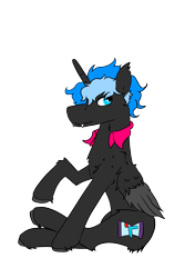 Size: 1656x2480 | Tagged: safe, artist:hrabiadeblacksky, oc, oc only, oc:hrabia de black sky, alicorn, bat pony, bat pony alicorn, pony, 2022 community collab, derpibooru community collaboration, bat wings, fangs, horn, male, simple background, sitting, solo, stallion, transparent background, wings