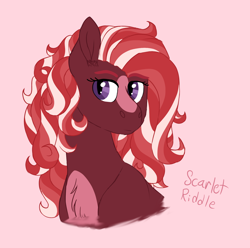 Size: 1578x1563 | Tagged: safe, artist:queenderpyturtle, oc, oc:scarlet riddle, pony, bust, female, mare, portrait, simple background, solo