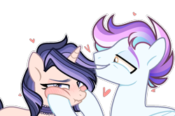 Size: 1232x818 | Tagged: safe, artist:enifersuch, oc, oc only, g4, base used, bust, cheek squish, choker, eyelashes, female, heart, male, mare, simple background, smiling, squishy cheeks, stallion, transparent background, unamused