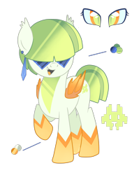 Size: 1999x2648 | Tagged: safe, artist:khimi-chan, oc, oc only, bat pony, pony, bat pony oc, bat wings, open mouth, raised hoof, reference sheet, simple background, smiling, solo, sunglasses, transparent background, wings