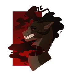 Size: 1837x2068 | Tagged: safe, artist:royvdhel-art, oc, oc only, earth pony, pony, bust, earth pony oc, grin, sharp teeth, simple background, smiling, solo, teeth, transparent background