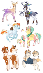 Size: 2321x3919 | Tagged: safe, artist:royvdhel-art, oc, oc only, earth pony, fox, pony, wolf, antlers, earth pony oc, female, filly, high res, looking back, mare, multicolored hair, rainbow hair, running