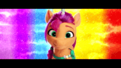 Size: 1920x1080 | Tagged: safe, edit, edited screencap, screencap, sunny starscout, earth pony, pony, g5, my little pony: a new generation, spoiler:my little pony: a new generation, animated, fake horn, female, fit right in (g5), mare, sound, webm, wiggle