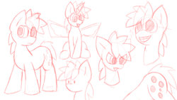 Size: 2560x1440 | Tagged: safe, artist:monycaalot, oc, oc:mony caalot, earth pony, pony, expressions, fake wings, female, reference sheet, sitting, sketch