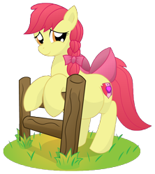 Size: 9600x10800 | Tagged: safe, artist:xniclord789x, apple bloom, earth pony, pony, g4, absurd resolution, braid, female, fence, grass, mare, mommabloom, older, pregbloom, pregnant, pregnant apple bloom, shadow, simple background, smiling, solo, transparent background