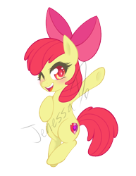 Size: 464x600 | Tagged: safe, artist:o0reika0o, apple bloom, earth pony, pony, g4, adorabloom, blushing, cute, female, filly, one eye closed, simple background, solo, transparent background, wink